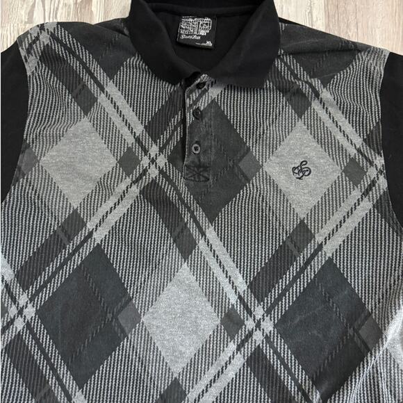 Southpole Grant & Chill Men’s XL Black Gray Argyle Polo Shirt Streetwear - Picture 4 of 11